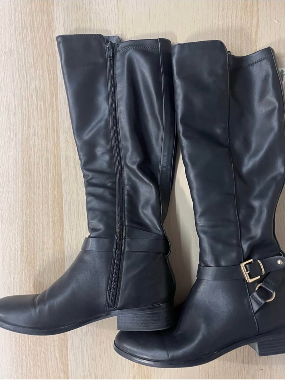 Classic Black Knee-High Boots with Buckle